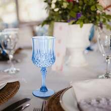 AGH 12/24/48 Pack 7oz Plastic Wine Drinking Glasses, Blue Plastic Vintage Champagne Vintage Wine Glasses, Unbreakable Goblets For Parties Wedding, Party, Red Wine Glass, Bars, Restaurants - Màu xanh nhạt - Xem 4