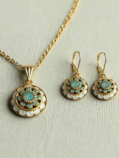 3pcs Vintage Bohemian Style Flower Dangle Earrings Necklace Jewelry Set For Women Elegant Banquet Prom Dress Jewelry Accessory Suitable For Daily Wedding And Party Wear Jewelry