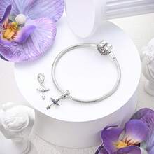 925 Pure Silver Pendant Collection - Cross Pendant, Cross Pink Zirconia Pendant, Crown Cross Pendant, Mysterious Purple Classical Cross Pendant, Eternal Cross Pendant, Heart-Shaped Zirconia Cross Pendant, Shining Cross Pendant, Horseshoe Cross Pendant - Multicolor - View 9