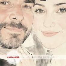 1幅定制2D平面框帆布墙画，趣味卡通肖像画，夸张滑稽的动漫人物肖像墙饰，情侣、朋友、家人、宠物、办公室和家居装饰的理想礼物 - 彩色 - 查看 2