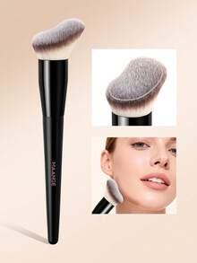 MAANGE 1支/2支/3支装专业面部轮廓刷、遮瑕刷、化妆刷、化妆工具，适合旅行、日常妆容使用，新手友好型无缝上妆化妆刷，亲肤化妆工具旅行刷套装，送给女性和女孩的礼物，送给朋友的化妆配件礼物 - 黑色 - 查看 2