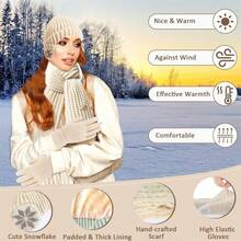 4pcs Women Winter Hat, Scarf, Gloves, Socks Set - Warm Knitted Beanie With Ear Flaps, Touchscreen Gloves, Long Knitted Scarf, Warm Long Socks, Suitable For Girls In Winter, Unisex Winter Accessories - Multicolor - View 8