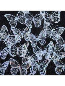 20pcs Shiny Butterfly Stickers, DIY Butterfly Decorative Stickers, Party Decorations, Home Decor Stickers, Suitable For Party Decoration, Wedding Decoration, Holiday Decoration, Valentine's Day, Christmas, Easter, Mother's Day, Birthday Room Decor Wall Decor Wall Stickers Living Room Decor Personalised Stickers - Multicolor - View 7