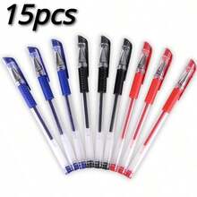 6-15pcs/Pack European Standard Neutral Carbon Office Signature Pens, 0.5mm Bullet Tip, Red, Blue, Black, Student Stationery, Back To School Season - Multicolor - View 10