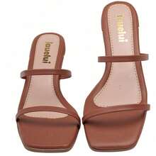 Women's Sandal With Stiletto Heel, Dressy Clog With Thin Straps - 駝色 - 查看 2