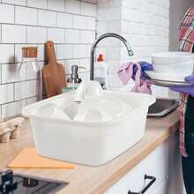 Set Of 4 Plastic Wash Basin Rectangle White Washing Up Bowl 12L - Assorted - View 8