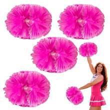 4 Pcs Metallic Cheerleading Pom Poms, 12Inch Cheerleader Pompoms With Baton Handle For Schoolsss Team Sports Games Dance Cheer - Pink - View 2