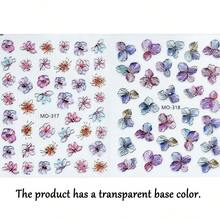 Purple Golden Flower Nail Stickers - 3D Embossed Purple Floral Nail Art - Golden Foil Dried Flower Leaf Spring Summer Nail Decals - Easy To Apply - Suitable For Nail Design - Multicolor - View 12