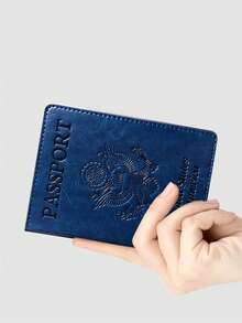 Women's Men's Passport Holder With Multiple Card Pockets And ID Slot, PU Leather Travel Wallet Cover For Family Vacations And Holiday Gifts - 深藍色 - 查看 4