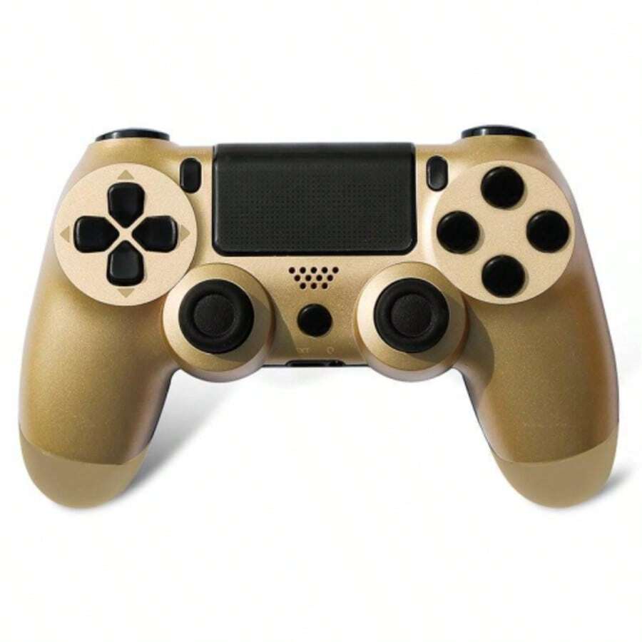 Mando PS-4, Mando PS-4 inalámbrico, con cable USB C/batería de 1000mAh/motores duales/giroscopio de 6 ejes/conector de audio de 3,5mm/panel táctil multitáctil/botón compartir, compatible con PS-4/Slim/Pro/PC - Mando para PS-4 a distancia para PlayStation 4/Pro/Slim con doble vibración/conector para auriculares estéreo/panel táctil/control de movimiento de seis ejes - Dorado - Ver 1