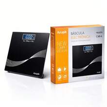 Báscula Electrónica Digital| Diseño Compacto y Delgado | Pantalla LCD Iluminada de Alta Precisión | Capacidad hasta 180 kg | Medición Exacta para Control de Peso en Casa - Negro - Ver 2