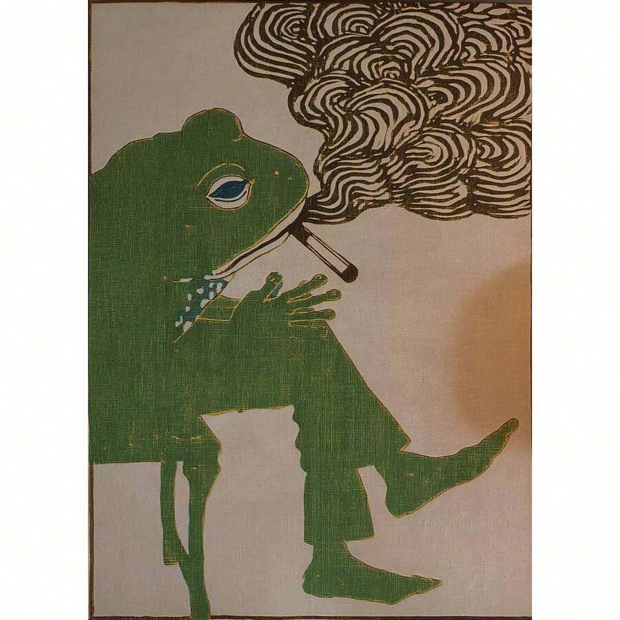 1 pieza Póster de lienzo con estampado de rana y cebra, arte de pared de lienzo con personaje de dibujos animados caprichoso, sin marco - Multicolor - Ver 1