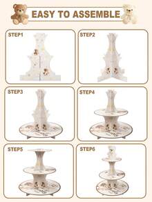 1set Brown Bear Cupcake Stand, Cute Bear Pattern Babe Shower Party Cake Display Stand, 1st Birthday Party Cupcake Tray, Gender Reveal Party Cake Holder, Holiday Celebration Cupcake Tower, We Can Bearly Wait, Birthday Party Supplies, Baby Shower Decoration, Gender Reveal Decoration, Table Centerpiece Decorations, Kitchen DIY Cake Dessert Decorations, Birthday Gifts, Party Favors - Brown Bear - View 10