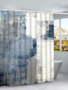 1/4 Piece Blue & White Bathroom Set, Including Shower Curtain, And 3 Non-Slip Rubber Backing Mats, Bathroom Accessories And Decor - Multicolor - View 21