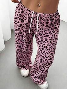 Quần nỉ ống rộng cạp cao họa tiết da báo tím, thích hợp mặc đi lễ tình nhân, kiểu dáng thường ngày, thích hợp cho mùa xuân. - Nhiều màu - Xem 6