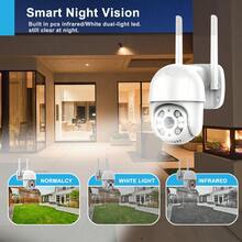 [高清夜视] 360° 旋转无线安全摄像头，1080P 双向音频 + AI 人体检测，家庭/企业室内/室外防水监控