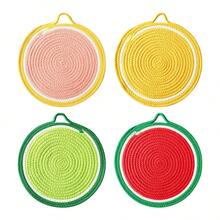 2pcs/Set Round 11.81inch(30cm) Cute Fruit Shaped Heat Insulation Placemats, Thick Woven Rope Braided Insulation Mats, Suitable For Plates, Pots, Potted Plants