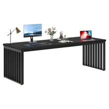 LITTLE TREE Industrial Dining Table For 4-6 Person, 180 Cm Long Rectangle Dining Table Wood Kitchen Table With Heavy Duty Metal Frame For Living Room And Dining Room - Black - View 9
