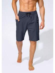 Men's Swim Trunks Quick Dry Board Shorts With Zipper Pockets Beach Shorts Bathing Suits Men - No Mesh Liner - 霧霾藍 - 查看 3