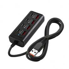 [8-Port Fast Charging USB Hub] With 4 USB And 4 PD Ports | 25W Fast Charging For 5V USB Devices | Compact Charging Station For Computers, Laptops And Tablets, 8-In-1 Expansion Cable 1 To 8 Ports 4 USB 4 Type-C Multi-Port Charging Distributor With Multi-Plug Sockets - Multicolor - View 7