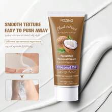 ROZINO Hair Removal Cream With Nourishing Coconut Oil - Gentle, Effective Face & Body Hair Remover For Men And Women - Smooth Texture Formula For Easy Application On Legs, Underarms, Chest & Hands - Refreshing, Non-Irritating Hair Removal Treatment, 100g/3.527oz - F-097*2 - 查看 3