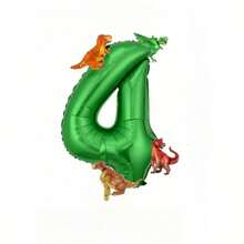 5 Stück Dinosaurier Grüne Zahl Ballons, 32 Zoll extra große grüne Folien-Zahl Ballons mit 4 Mini Dinosaurier Ballons, gemischte Farbe Gummi Dinosaurier Film Ballon Set, geeignet für Geburtstags-Party Dekoration, 1. Geburtstag, Weihnachtsdekoration - Grün - Übersicht 5
