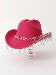 1 件女式纯色闪亮皇冠、流苏、人造水钻装饰西部牛仔帽，适合休闲装、派对、婚礼、节日万圣节 - 彩色 - 查看 19