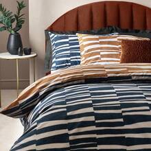 Abstract Cotton Rich Reversible Duvet Cover Set Dusk/Bronze - Blue - View 6