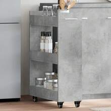 Armoire vidaXL avec roues grises en béton 60x22x79 cm en bois d'ingénierie - Gris - Voir 1