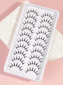 MAGEFY 10 Pairs Pointed Cartoon Black Line Style False Eyelashes, Natural & Realistic, Reusable, 7-12mm Faux Mink Lashes, Suitable For Daily Wear, Waterproof, Cartoon Style, Extended Outer Corner Design, Enlarging Eyes, Delicate & Lightweight, Ideal For Travel, Beach Vacation, Camping - 尖尾漫畫款 - 查看 3