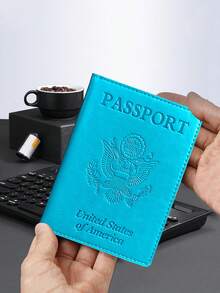 Functional PU Leather Passport Holder For Women And Men, Travel Wallet Cover With Card Storage For Weekend Trips And Gifts - 藍色 - 查看 3