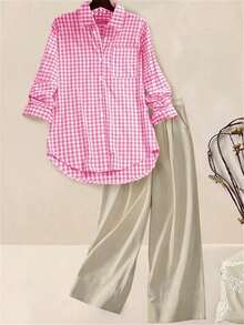 Quần dài ống rộng nữ phong cách thường ngày thanh lịch, chất liệu vải dệt, dáng rộng, có túi, đa năng phù hợp cho công sở và sinh hoạt hàng ngày, thích hợp cho mùa xuân/hè. - Màu be - Xem 10