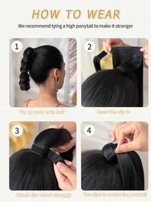 Clip Style Ponytail Extension Wrapping Curly Ponytail Gradient Brown 24 Inch Heat-Resistant Hard Synthetic Hair Piece, Suitable For Girls And Women's Parties And Daily Use - Brown Ombre - View 11