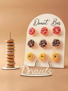 九孔木质甜甜圈展示架，底座式甜甜圈套装，家用甜甜圈展示架，婚礼及新娘送礼会食品展示架，生日派对食品架，木质甜甜圈托架，婴儿派对甜点展示架，乡村风格装饰 - 原木色 - 查看 10