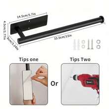 1pc Stainless Steel Towel Rack - Suitable For Bathroom And Kitchen Cabinet Doors | Can Hang Towels, Cloths, Gloves | Space-Saving, Rust-Resistant Design - Black - View 19