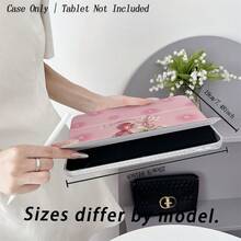 1个粉色樱桃格子蝴蝶结设计平板电脑保护套 - 可爱图案，可折叠支架，防震保护，带笔槽和多角度支架 - 兼容 iPad 10.9 英寸/10.2 英寸/Air 第五代/Pro 11 英寸/第十代/9.7 英寸/Air 2/（第七代/第八代）/Air 4/5/Pro 11 英寸/2022 款第十代 10.9 英寸智能保护套 - 彩色 - 查看 4