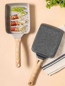 Japanese Non-Stick Frying Pan, Tamagoyaki Pan, Daily-Use Steak Pan, Multifunctional Egg Pan, Breakfast Omelette Pan, Rectangular Shatter-Resistant Pan For All Stoves. - 杏色 - 查看 7