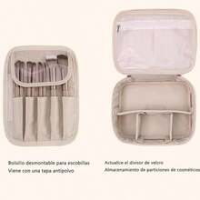 Portable Leather Makeup Bag Waterproof Multifunctional for Women with Organizer Handle Ideal for Makeup Application - como en la foto - Ver 4