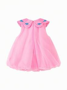 mini bala 女童中国风网纱连衣裙甜美无袖新年派对连衣裙 2025冬季款 - 玫紅 - 查看 5