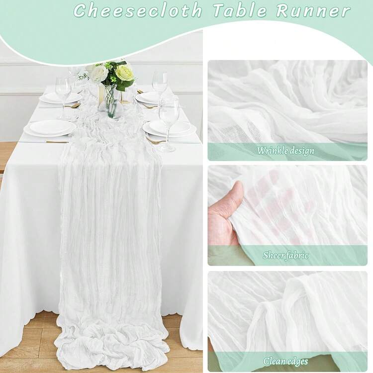 Lot de 10 chemins de Table romantiques en Mousseline de Soie Transparente pour Noël, Mariage, thé, fête prénatale, fête d'anniversaire (304,8 x 30,5 cm, Bleu Layette