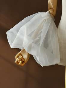 1 Pair Organza Princess Sleeve Cuffs, White Puffy Tulle, Suitable For Bride Wedding, Banquet, Party, Travel Photography Women's Accessories - 白色 - 查看 3