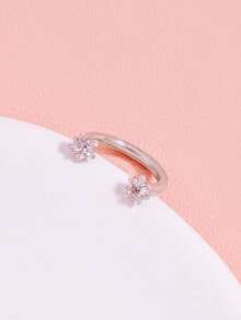 1pc Fashionable Versatile Stainless Steel Horseshoe Nose Ring With White Rhinestone Star Design For Women - Multicolor - View 2