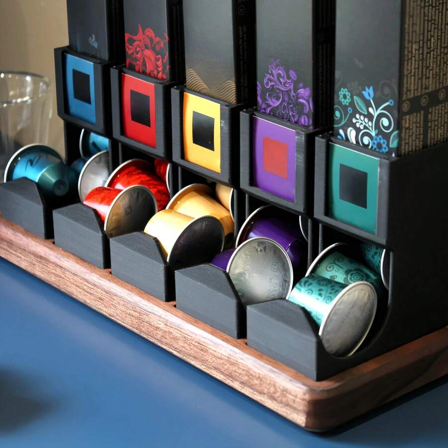 Coffee Capsule Organizer With Label Slots - Vertical Space-Saving Pod Dispenser, Durable Plastic Holder For Kitchen Countertop - Multicolor - View 1