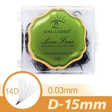 SONG LASHES 14D 500fans Curl D Loose Fans Pointy Base Premade Fans 0.03 Thickness 8-15 Promade Fans Eyelash Extensions Sharp Thin Base - D - View 11