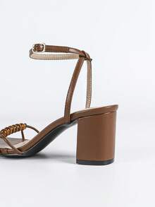 Women's Summer High Heel Sandals, Mocha Brown Elegant Ladies Spring/Summer Shoes, Sexy Fashion High Heel Open Toe Sandals, Light Brown High Heel Shoes, Block Heel Sandals, Square Heel Ladies Sandals, Wedding Bride Chunky Heel Shoes - Mocha Brown - View 9