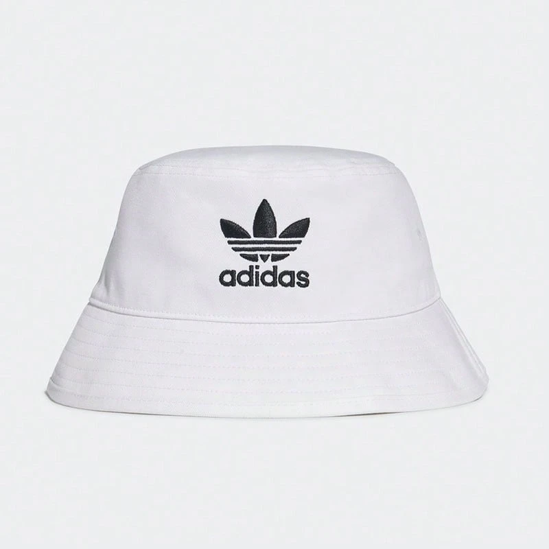 Adidas Originals Trefoil Bucket Hat, Unisex Retro Sun Hat, Versatile Streetwear Sports Cap - White - View 1