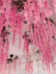 6/12/24件装人造紫藤花环，3.75英尺丝绸紫藤花环，仿真悬挂花卉，适用于婚礼、花园、墙面装饰 - 粉色 - 查看 6