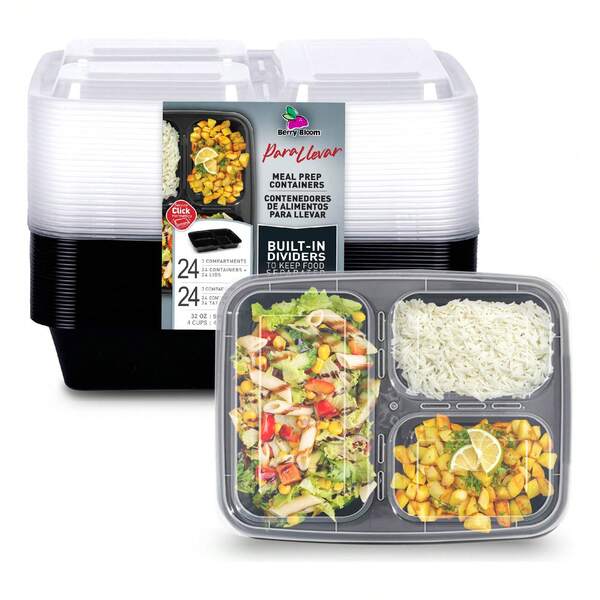 Tendencia24 Contenedores Para Alimentos Con Tapa 3 Divisiones 32 OzCalidad premium