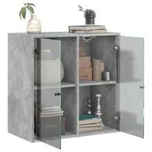 vidaXL Armoire murale avec portes et verre gris béton 68x37x68,5 cm - Gris - Voir 5