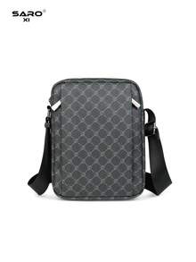 saroxi Men's Shoulder Bag, Retro Floral Pattern Side Pocket Messenger Bag, Casual Crossbody Bag, Multifunctional For Commuting And Leisure, Minimalist Style In Black And Brown, Great Gift For Men, Boyfriend,